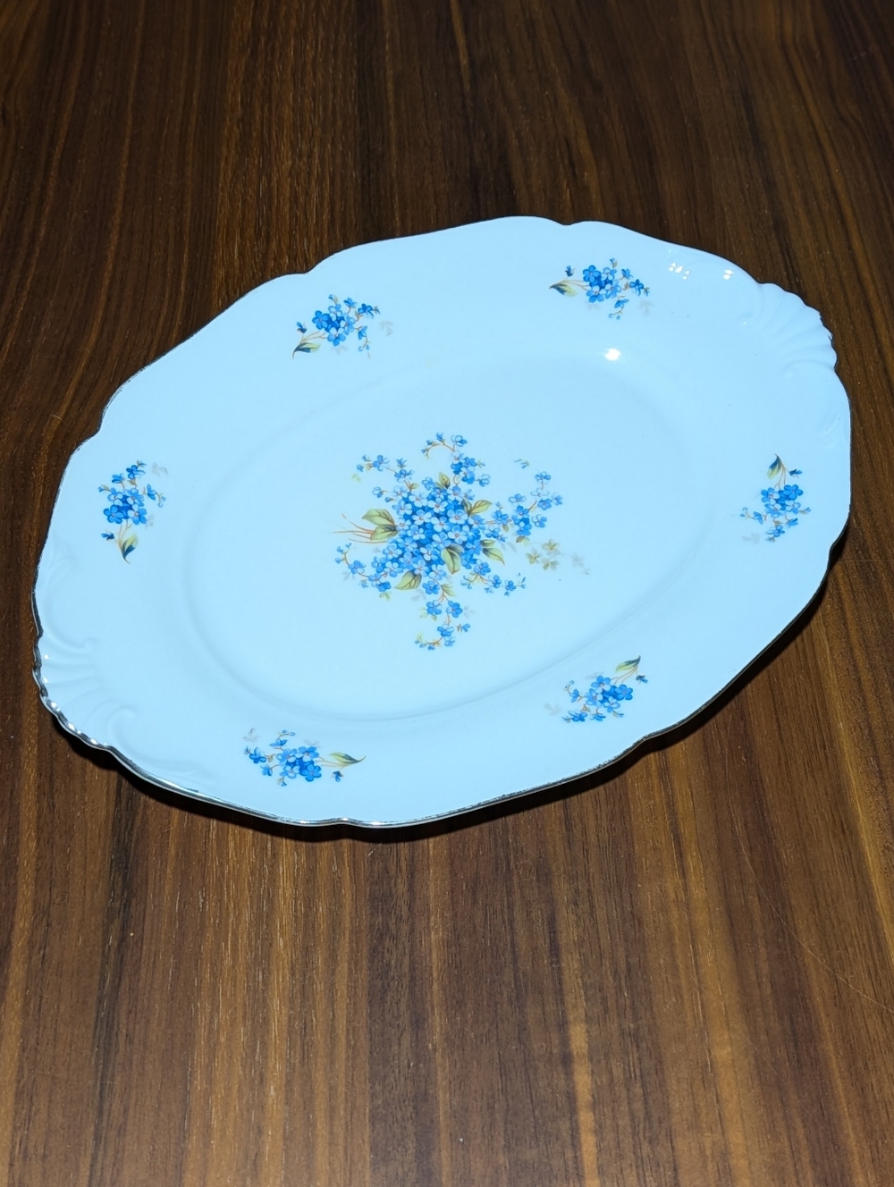 Vintage "Forget Me Nots" Pattern 12" Oval Platter Toscport China Czechoslovakia